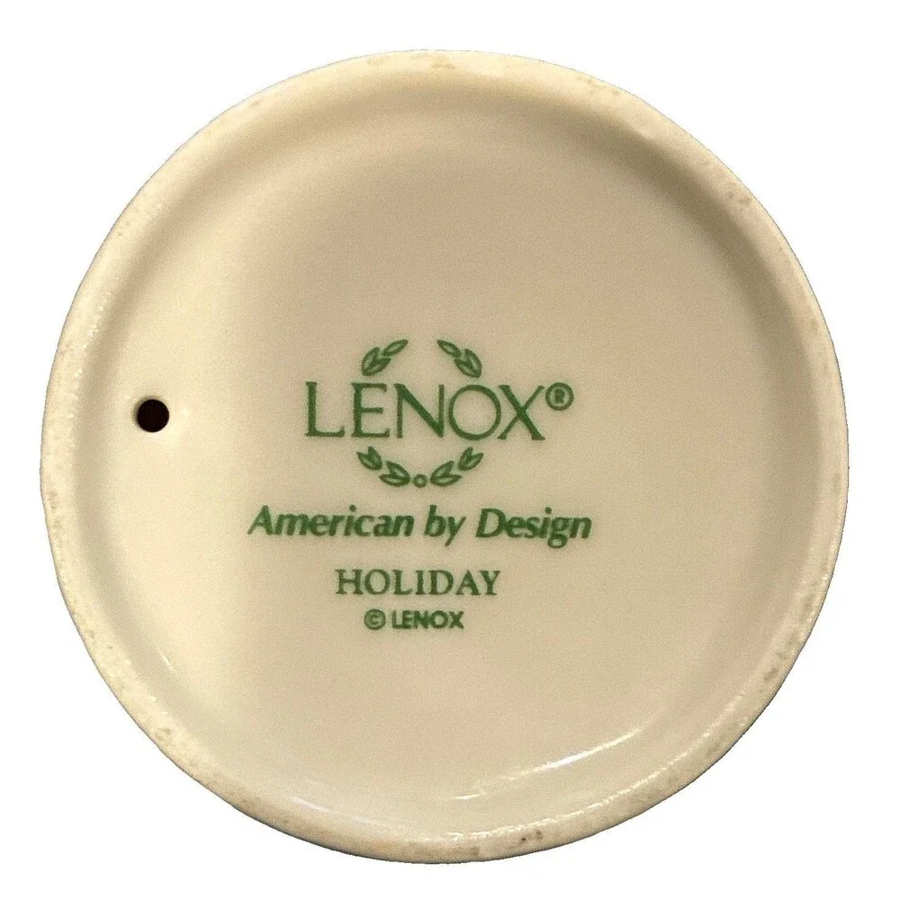 Lenox Holiday Ceramic Travel Mug w/ Red Drink-Through Silicone Lid